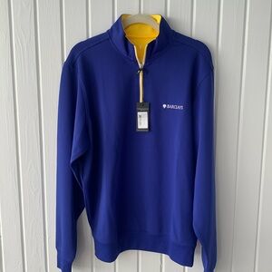 Fairway & Greene Caves Blue Yellow Quarter Zip Long Sleeve Golf Pullover M